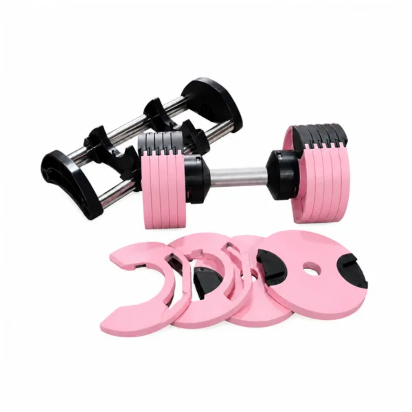 Adjustable dumbbell pink set